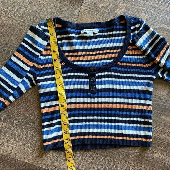 American Eagle Crop Top NEW Stripe Ribbed Stretch XS Baby Tee 90s - Picture 8 of 10